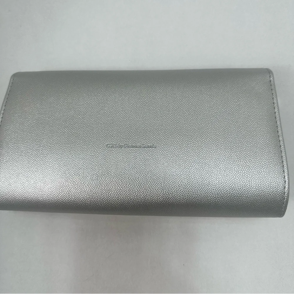 CXL Christian Lacroix Glam‎ Caviar Clutch Bag Detachable Chain Silver New